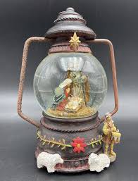 8" Nativity Christmas Lantern Musical Water Globe "Away In ...