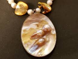 Blister Pearl Shooting Star Necklace 24" + Pendant Very Nice ...