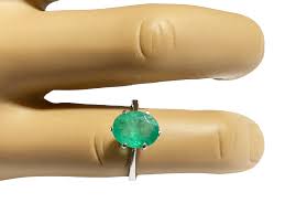 4874 Retro 18 K White Gold Emerald One Stone Ring Size 5 ...