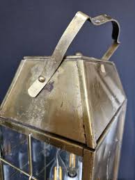 Antique Vintage brass and glass lantern table lamp with 3 lights inside | eBay