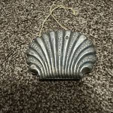 Turkish antique silver purse oyster shape clam shell Marked ...