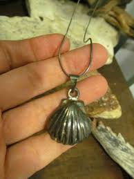 Vintage Sterling Silver 925 Sea Shell Pendant Snake chain ...