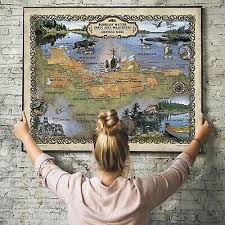 Hiking Canoing Boundary Waters Custom Art Historic Map ...