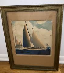 Ernest Watson (1884-1969) The Winner Sailing Linocut Pencil ...