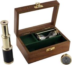 Nautical Brass Telescope with Hourglass & Pocket Compass in ...