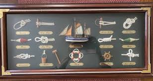 Wooden framed nautical knot display shadow box with ...