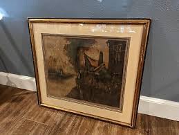 Antique Julien Celos Signed Lithograph European Village Houses Framed Large | eBay