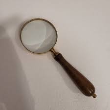 Hand Magnifying Glass or Lens in Bronze and Wood, England, 20th Century | Chairish