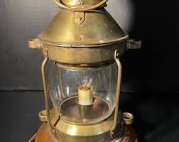 Anchor Brass Nautical Oil Lamp Converted to Electric - Etsy