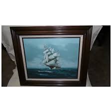Framed Oil on Canvas of Sailing Ships Signed Jackson. For ...