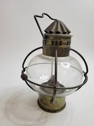 Vintage Wedge Brass & Glass Hanging Oil Lamp | eBay Australia