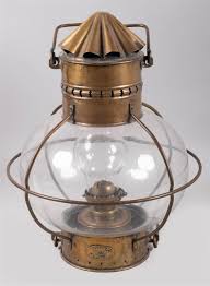 Lot - TWO BRASS AND GLASS LANTERNS PURCHASED IN NANTUCKET