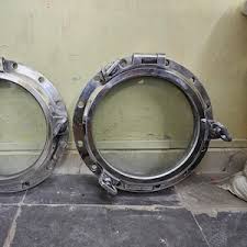 Vintage Nautical Porthole Mirror Set: Brass & Aluminum ...