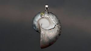 Nautilus Shell Pendant With Peridot Stone | 925 Sterling Silver ...