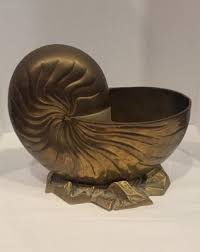 Vintage Neiman Marcus Brass Nautilus Sea Snail Shell Vase ...