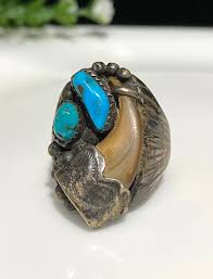 Vintage Southwestern Sterling Silver Turquoise & Horn Men's ...