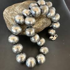 Navajo Pearls Necklace | XL Round 18mm Sterling Silver | 17" Single Strand | Authentic Native American Handmade Boho Beads Necklace | 17158 - Etsy
