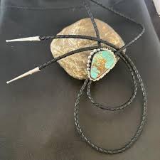 Men's Blue Turquoise #8 Bolo Tie | Navajo Sterling Silver ...