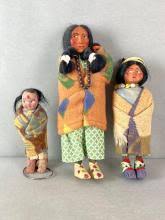 Sold at Auction: Group of 3 Skookum Native American Dolls