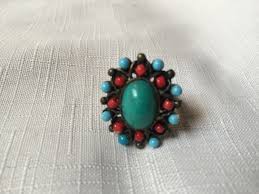 Multi Color Ring, Faux Turquoise Ring, Adjustable Ring ...