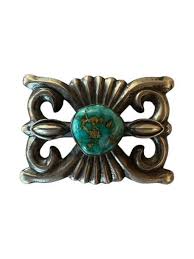 Signed Djm Turquoise Concho Belt & Buckle Sterling