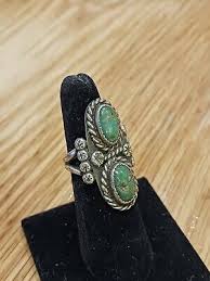 Navajo Ring 925 Silver Green Spiderweb Turquoise Size 6 Vintage | eBay