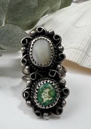 Vintage Sterling Silver Turquoise MOP Signed BT Native American Ring AS-IS 💚 | eBay