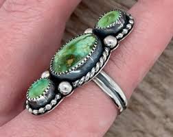 Sonoran Gold Turquoise Ring: Sterling Silver Statement Jewelry, Size 8 - Etsy