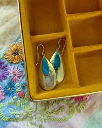Vintage Sterling Silver Turquoise Teardrop Earrings - Etsy