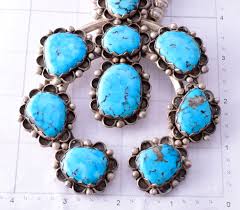 Vintage Silver & Turquoise Navajo Squash Blossom Necklace by ...