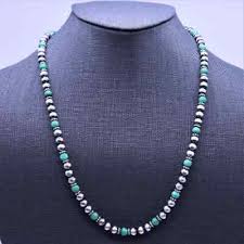 Green Malachite and Sterling Silver 6mm Beaded Navajo ...