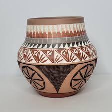 Native American Navajo Hand Painted Etched Art Pottery Pot Signed E Whitegoat 9" - Etsy