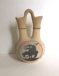 Native American 71/2" tall "End of the Trail" Sand Art Vase ...