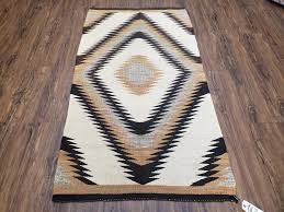 Antique Navajo Rug 3x5, Wool Handwoven Flatweave Navajo Territory Blan – Jewel Rugs
