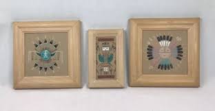 3 Native American NAVAJO Sand Art Paintings, Signed By ...