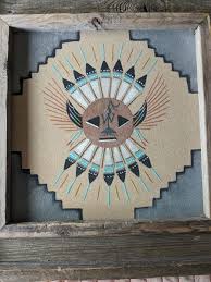 Navajo Sand Art Painting Native American Sunshield Southwest ...