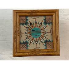 Vintage Navajo Sandpainting Wooden Trinket Box, Signed Fred ...