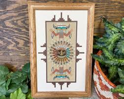 Navajo Indian Framed Sand Painting 12"x18" (169bc38 ...