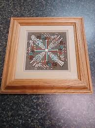 Vtg Sand Art Painting Native American Navajo Whirley 11" x 11" | eBay