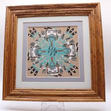 Framed Navajo Sand Art Whirling Yeis Native American Signed A John Vintage 7x7 | eBay