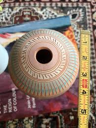 Small Etched Vase or Seed Pot in Pastel Colors, Signed ...