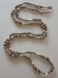 Beautiful Long Sterling Silver Bali Bead Necklace Different ...