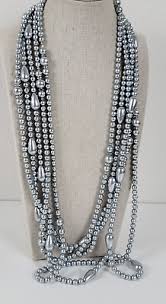 Silver-Tone Glass Ball Bead Faux-Pearl Necklace Set Of 2 30 ...