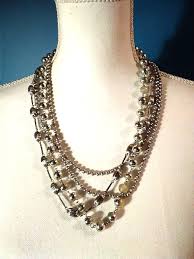 Vintage Silver Four Strand Beaded Necklace Shimmer and Shine ...