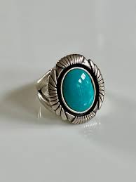 Native American Sterling Silver and Turquoise Size 7 Ring - Etsy