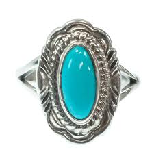 Native American Navajo Sterling Silver Turquoise Ring by V. Chee