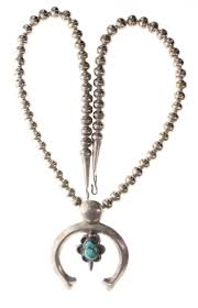 Item #923P- Vintage Navajo Turquoise Sandcast Sun Dance Circle Silver Naja Necklace —Women's and Men's Turquoise Necklaces ~ Native American Turquoise Jewelry