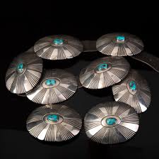 Lot - Diné [Navajo],Concho Belt with Turquoise & Silver, ca ...