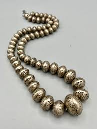 GORGEOUS 146g Vintage Stamped Sterling Silver Bead Necklace by Renowned Navajo Silversmith Martha Willeto! - Etsy Canada