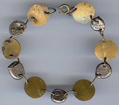 LARGE WRIST VINTAGE MODERNIST BRASS CAST SILVER DOUBLE HEAD ...